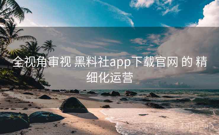 全视角审视 黑料社app下载官网 的 精细化运营